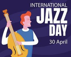 Illustration Vektor Grafik von jemand ist mit ein Gegen Bass Instrument, perfekt zum International Tag, International Jazz Tag, zelebrieren, Gruß Karte, usw.