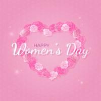 International Damen Tag Hintergrund mit Herz von Rosen auf ein Rosa Hintergrund. Vektor Illustration