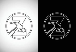 Initiale z Brief Alphabet mit ein Hammer. Reparatur, Renovierung, und Konstruktion Logo. Linie Kunst Stil Logo vektor