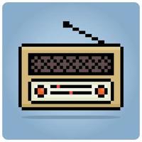 8 bisschen Pixel Jahrgang Radio. klassisch Radio Pixel zum Spiel Anlagegut und Netz Symbol im Vektor Illustration.