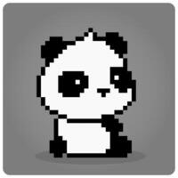 8 Bits von Pixel Panda. Tiere zum Spiel Vermögenswerte und Korn Muster im Vektor Illustrationen.