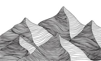 Hand zeichnen Linie Berg. abstrakt Landschaft. Vektor Abbildung. Umriss.