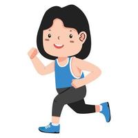 glücklich Mädchen Joggen ein Marathon- Rennen vektor