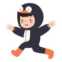 süß Kind Junge Kostüme Pinguin Karikatur vektor