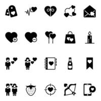 glyf ikoner för valentines dag. vektor