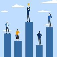 prestation begrepp, prestanda jämförelse Diagram mellan företag eller anställd vinst, vinnare och förlorare i tävling, företag konkurrens, företag människor konkurrera på prestanda Diagram med ett vinnare. vektor