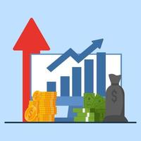 Investition Strategie, finanziell Analyse, Hauptstadt Wachstum, Daten Rezension auf Schreibtisch, Lager Markt und Austausch, Hecke Fonds, wagen Geschäft, gegenseitig Mittel, Vertrauen Management, eben Vektor Illustration