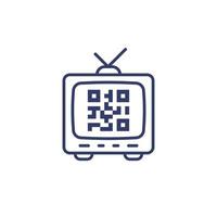 alt Fernseher und qr Code Linie Symbol vektor