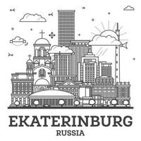 översikt jekaterinburg ryssland stad horisont med modern byggnader isolerat på vit. jekaterinburg stadsbild med landmärken. vektor