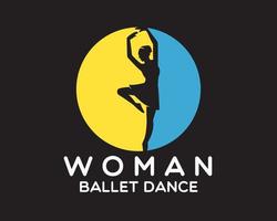 kvinna, balett dansa logotyp design mall. kvinna aktivitet illustration vektor