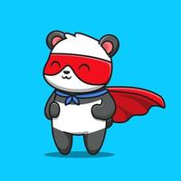 söt panda hjälte tecknad vektor ikonillustration. djurhjälte ikon koncept isolerade premium vektor. platt tecknad stil