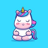 süß Einhorn Meditation Karikatur Vektor Symbol Illustration. Tier Liebe Symbol Konzept isoliert Prämie Vektor. eben Karikatur Stil