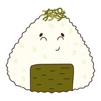 traditionelles japanisches essen. asiatischer süßer onigiri mit lustigem gesicht. Vektorabbildung vektor