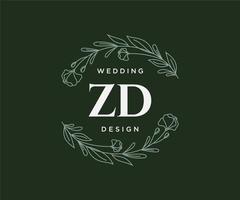 zd initialen brief hochzeitsmonogramm logos sammlung, handgezeichnete moderne minimalistische und florale vorlagen für einladungskarten, save the date, elegante identität für restaurant, boutique, café im vektor