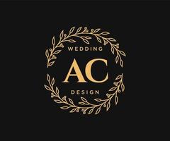 ac initialen brief hochzeit monogramm logos sammlung, handgezeichnete moderne minimalistische und florale vorlagen für einladungskarten, save the date, elegante identität für restaurant, boutique, café im vektor