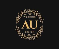 Au Initialen Brief Hochzeit Monogramm Logos Sammlung, handgezeichnete moderne minimalistische und florale Vorlagen für Einladungskarten, Save the Date, elegante Identität für Restaurant, Boutique, Café im Vektor