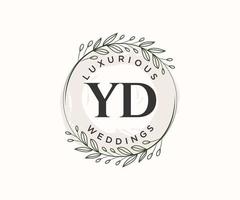 yd Initialen Brief Hochzeit Monogramm Logos Vorlage, handgezeichnete moderne minimalistische und florale Vorlagen für Einladungskarten, Datum speichern, elegante Identität. vektor