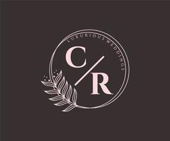 cr initialer brev bröllop monogram logotyper mall, hand dragen modern minimalistisk och blommig mallar för inbjudan kort, spara de datum, elegant identitet. vektor