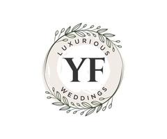 yf initialer brev bröllop monogram logotyper mall, hand dragen modern minimalistisk och blommig mallar för inbjudan kort, spara de datum, elegant identitet. vektor