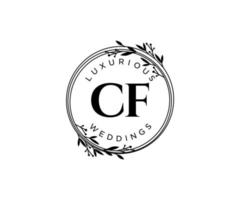 cf initialen brief hochzeitsmonogramm logos vorlage, handgezeichnete moderne minimalistische und florale vorlagen für einladungskarten, datum speichern, elegante identität. vektor