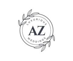 az Initialen Brief Hochzeit Monogramm Logos Vorlage, handgezeichnete moderne minimalistische und florale Vorlagen für Einladungskarten, Datum speichern, elegante Identität. vektor