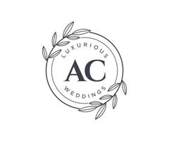 ac Initialen Brief Hochzeit Monogramm Logos Vorlage, handgezeichnete moderne minimalistische und florale Vorlagen für Einladungskarten, Datum speichern, elegante Identität. vektor