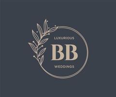 bb Initialen Brief Hochzeit Monogramm Logos Vorlage, handgezeichnete moderne minimalistische und florale Vorlagen für Einladungskarten, Datum speichern, elegante Identität. vektor