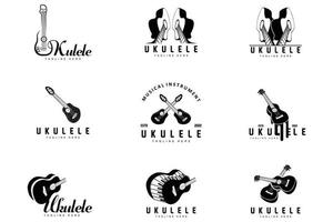 minimalistisk ukulele musik logotyp design, ukulele gitarr vektor. ukelele logotyp design vektor