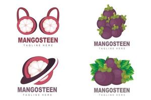 mangostan logotyp design, färsk frukt vektor för hud hälsa, frukt affär varumärke illustration och naturlig hud medicin