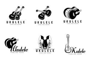 minimalistisches ukulele-musiklogodesign, ukulele-gitarrenvektor. Ukulele-Logo-Design vektor