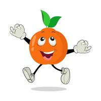 orange. söt frukt vektor karaktär uppsättning isolerat på vit. Lycklig orange karaktär i tecknad serie stil. glad tecknad serie orange karaktär