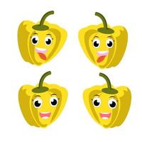 Paprika Charakter Vektor. Illustration von Paprika Charakter mit süß Ausdruck, lustig, einstellen von Paprika isoliert auf Weiß Hintergrund, Gemüse zum Maskottchen Sammlung, Emoticon kawaii, Chili Pfeffer. vektor