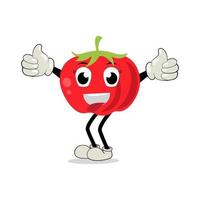 tomat karaktär, tecknad serie tomat med många uttryck, hand och ben. tecknad serie rolig karaktär med många uttryck vektor