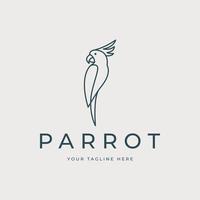 Papagei Vogel Logo Linie Kunst Vektor Vorlage Illustration Design