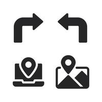 Karten Navigation Symbole Satz. Rechts, links, Lampe, Bild Landschaft. perfekt zum Webseite Handy, Mobiltelefon Anwendung, App Symbole, Präsentation, Illustration und irgendein andere Projekte vektor