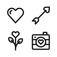 Romantik Symbole Satz. Liebe, Pfeil, Blume, Kamera. perfekt zum Webseite Handy, Mobiltelefon Anwendung, App Symbole, Präsentation, Illustration und irgendein andere Projekte vektor