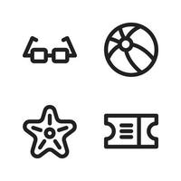 Sommer- Urlaub Symbole Satz. Sonnenbrille, Strand Ball, Seestern, Fahrkarte. perfekt zum Webseite Handy, Mobiltelefon Anwendung, App Symbole, Präsentation, Illustration und irgendein andere Projekte vektor