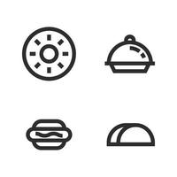 Essen trinken Symbole Satz. Krapfen, Platte, heiß Hund, Tacos. perfekt zum Webseite Handy, Mobiltelefon Anwendung, App Symbole, Präsentation, Illustration und irgendein andere Projekte vektor