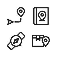 Kartor navigering ikoner uppsättning. riktning Karta, bok Karta, smart klocka, låda stift. perfekt för hemsida mobil app, app ikoner, presentation, illustration och några Övrig projekt vektor