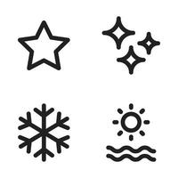 Wetter Symbole Satz. Stern, Licht, Schneeflocke, Sonnenaufgang. perfekt zum Webseite Handy, Mobiltelefon Anwendung, App Symbole, Präsentation, Illustration und irgendein andere Projekte vektor