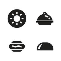 Essen trinken Symbole Satz. Krapfen, Platte, heiß Hund, Tacos. perfekt zum Webseite Handy, Mobiltelefon Anwendung, App Symbole, Präsentation, Illustration und irgendein andere Projekte vektor