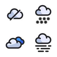 Wetter Symbole Satz. Wolke deaktivieren, Winter, wolkig, warm. perfekt zum Webseite Handy, Mobiltelefon Anwendung, App Symbole, Präsentation, Illustration und irgendein andere Projekte vektor