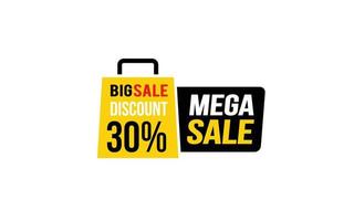 30 Prozent Mega-Sale-Angebot, Räumung, Werbebanner-Layout mit Aufkleberstil. vektor