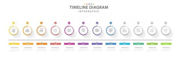 infographic mall för företag. 12 månader modern tidslinje färdplan diagram kalender, presentation vektor infografik.