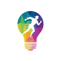 kreatives Laufsymbol-Logo-Design. Glühbirne und Running Man-Vektor-Logo-Design. vektor