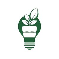 Licht Birne und Pflanze im ein Topf Konzept Logo Design. vektor