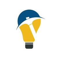 Spitzhacke und Licht Birne Bergbau Logo Design. Bergbau Industrie Logo Design Vorlage. vektor