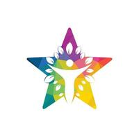 Mensch Charakter mit Blätter und Star Logo Design. Gesundheit und Schönheit Salon Logo. vektor