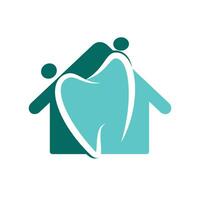 Familie Zuhause Dental medizinisch Klinik Logo Design. abstrakt menschlich, Zahn und Haus Vektor Logo Design.