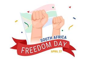 Lycklig söder afrika frihet dag på 27 april illustration med Vinka flagga för webb baner eller landning sida i hand dragen bakgrund mallar vektor